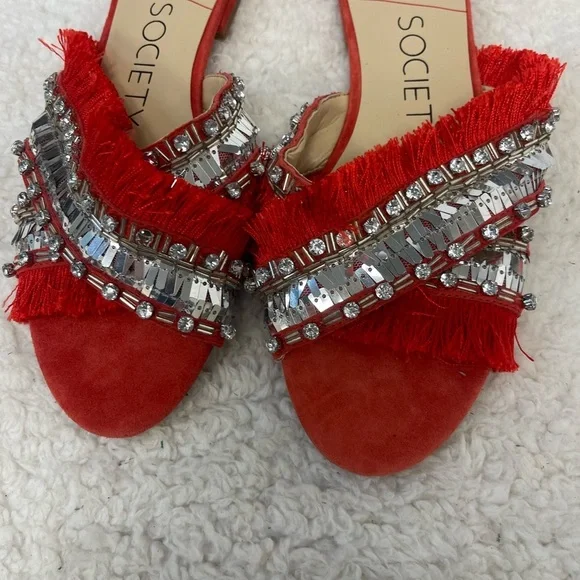 Sole Society Red Fringe Sandals —New - Picture 5 of 6